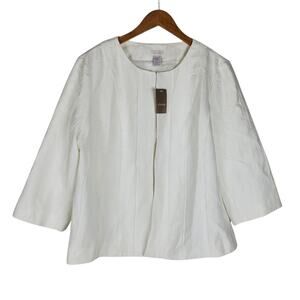 NEW Chicos Crushed Look Laura Jacket Size 2 12/14 L Winter Drift White Blazer